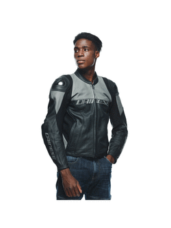 Kurtka motocyklowa skórzana Dainese Racing 4 perforowana czarno-szara