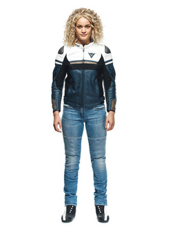 Kurtka motocyklowa damska skórzana Dainese Rapida niebiesko-czarno-biała