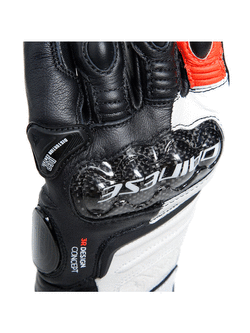 Rękawice motocyklowe damskie Dainese Carbon 4 długie czarno-biało-czerwone