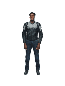 Kurtka motocyklowa skórzana Dainese Racing 4 perforowana czarno-szara