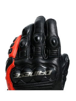 Skórzane rękawice motocyklowe Dainese 4 Stroke 2 czarno-fluo czerwone