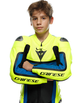 Kombinezon motocyklowy dziecięcy jednoczęściowy Dainese GEN-Z (wersja perforowana) niebiesko-fluo żółty