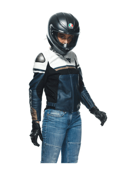 Kurtka motocyklowa skórzana damska Dainese Rapida niebiesko-czarno-biała