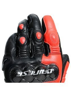 Skórzane rękawice motocyklowe Dainese Carbon 3 Long czarno-fluo czerwone