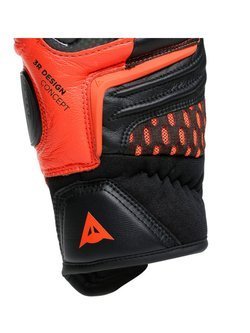 Skórzane rękawice motocyklowe Dainese Carbon 3 Short czarno-fluo czerwone