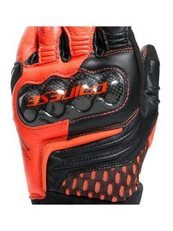 Skórzane rękawice motocyklowe Dainese Carbon 3 Short czarno-fluo czerwone
