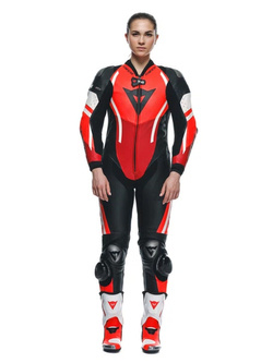 Kombinezon motocyklowy jednoczęściowy damski Dainese Misano 3 D-Air [z poduszką powietrzną] [wersja perforowana] czarno-czerwono-biały