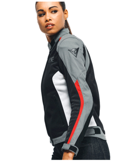 Kurtka motocyklowa damska tekstylna Dainese Hydraflux 2 Air D-Dry czarno-szaro-czerwona