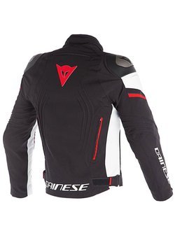 Kurtka motocyklowa tekstylna Dainese Racing 3 D-Dry® czarno-biało-fluo czerwona